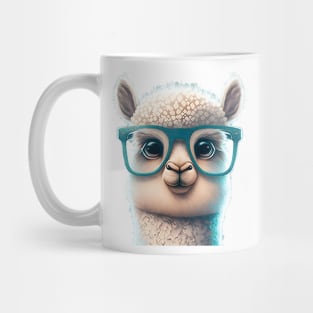 Clever cute cartoon - Lama,Alpaka with glasses Mug